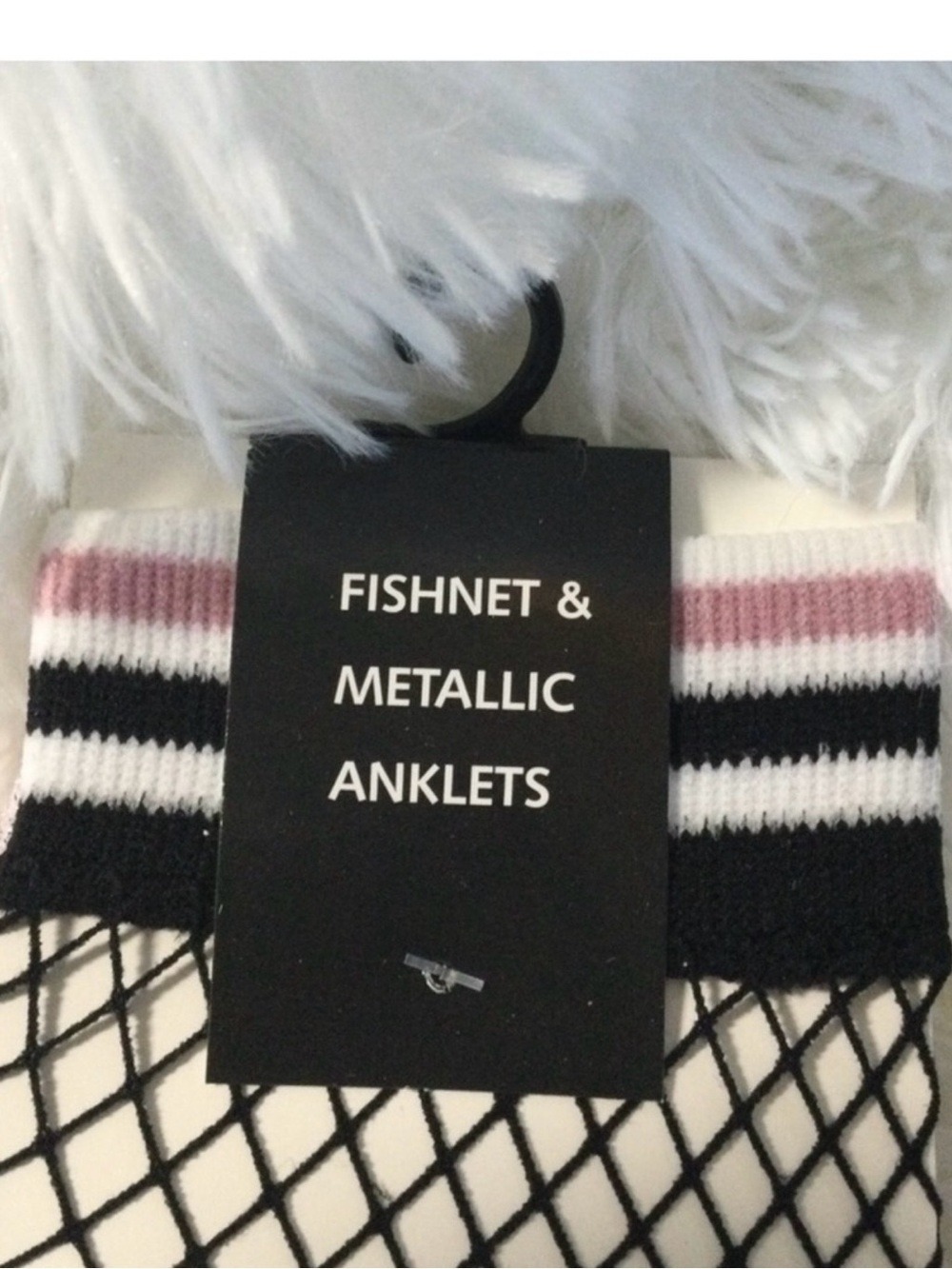 Mixit Anklet Socks 2-Pack | Black Fishnet + Light Purple Shimmer - Picture 14 of 16